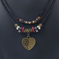 1 Piece Ethnic Style Letter Heart Shape Alloy Beaded Plating Hollow Out Women's Layered Necklaces sku image 1