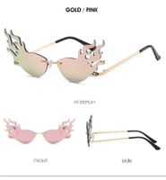 Simple Style Color Block Ac Special-shaped Mirror Frameless Men's Sunglasses sku image 1