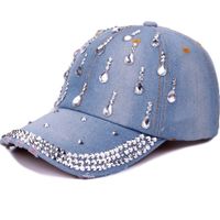 Women's Fashion Water Droplets Rhinestone Curved Eaves Baseball Cap main image 5