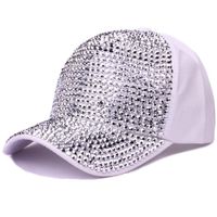 Women's Sweet Solid Color Rhinestone Curved Eaves Baseball Cap main image 3