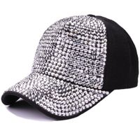 Women's Sweet Solid Color Rhinestone Curved Eaves Baseball Cap main image 4