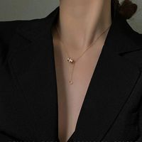 1 Piece Fashion Round Heart Shape Fish Tail Alloy Beaded Plating Inlay Pearl Zircon Women's Pendant Necklace sku image 24
