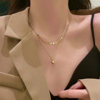 1 Piece Fashion Round Heart Shape Fish Tail Alloy Beaded Plating Inlay Pearl Zircon Women's Pendant Necklace sku image 13