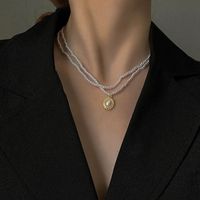 1 Piece Fashion Round Heart Shape Fish Tail Alloy Beaded Plating Inlay Pearl Zircon Women's Pendant Necklace main image 3