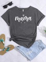 Women's T-shirt Short Sleeve T-shirts Printing Casual Mama Letter main image 5