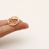 Fashion Geometric Alloy Copper Plating Rhinestones 14k Gold Plated Women's Open Ring main image 3
