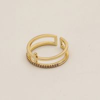 Fashion Geometric Alloy Copper Plating Rhinestones 14k Gold Plated Women's Open Ring sku image 1