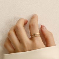 Fashion Geometric Alloy Copper Plating Rhinestones 14k Gold Plated Women's Open Ring main image 1