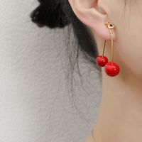 1 Pair Sweet Cherry Copper Plating Drop Earrings main image 3