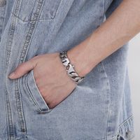 1 Piece Simple Style Solid Color Titanium Steel Men's Bracelets main image 9