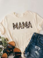 Women's T-shirt Short Sleeve T-shirts Printing Casual Mama Letter Leopard main image 6