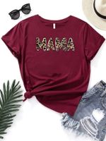 Women's T-shirt Short Sleeve T-shirts Printing Casual Mama Letter Leopard main image 4