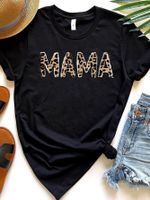 Women's T-shirt Short Sleeve T-shirts Printing Casual Mama Letter Leopard main image 2