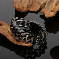 1 Piece Hip-hop Solid Color Skull Titanium Steel Plating 18k Gold Plated Men's Bracelets main image 9