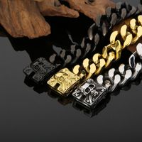 1 Piece Hip-hop Solid Color Skull Titanium Steel Plating 18k Gold Plated Men's Bracelets main image 6