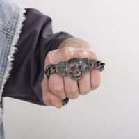 1 Piece Hip-hop Skull Titanium Steel Inlay Rhinestones Men's Bracelets main image 3