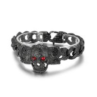 1 Piece Hip-hop Skull Titanium Steel Inlay Rhinestones Men's Bracelets sku image 1