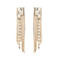 1 Pair Shiny Tassel Alloy Plating Inlay Rhinestones Glass Gold Plated Women's Drop Earrings main image 6