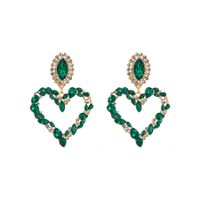 1 Pair Shiny Heart Shape Alloy Plating Inlay Rhinestones Glass Gold Plated Women's Drop Earrings main image 4