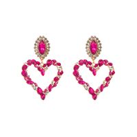 1 Pair Shiny Heart Shape Alloy Plating Inlay Rhinestones Glass Gold Plated Women's Drop Earrings main image 3