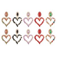 1 Pair Sweet Simple Style Heart Shape Hollow Out Inlay Alloy Rhinestones Drop Earrings main image 5