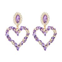 1 Pair Sweet Simple Style Heart Shape Hollow Out Inlay Alloy Rhinestones Drop Earrings sku image 5