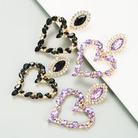 1 Pair Sweet Simple Style Heart Shape Hollow Out Inlay Alloy Rhinestones Drop Earrings main image 4