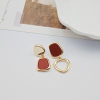 1 Pair Fashion Asymmetrical Alloy 18k Gold Plated Women's Drop Earrings sku image 1