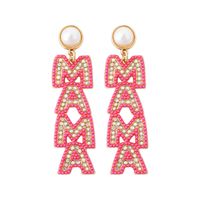 1 Paire Mama Lettre Incruster Alliage Perles Artificielles Diamant Artificiel Boucles D'oreilles sku image 1