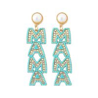 1 Pair Mama Letter Inlay Alloy Artificial Pearls Artificial Diamond Drop Earrings main image 8