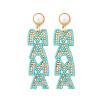 1 Pair Mama Letter Inlay Alloy Artificial Pearls Artificial Diamond Drop Earrings sku image 3