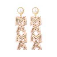 1 Pair Mama Letter Inlay Alloy Artificial Pearls Artificial Diamond Drop Earrings main image 4