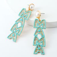 1 Pair Mama Letter Inlay Alloy Artificial Pearls Artificial Diamond Drop Earrings main image 7