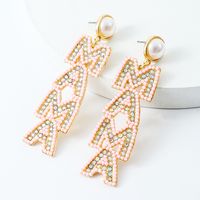 1 Paire Mama Lettre Incruster Alliage Perles Artificielles Diamant Artificiel Boucles D'oreilles main image 6