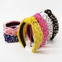 Sweet Solid Color Knot Cloth Inlay Rhinestones Hair Band 1 Piece main image 1