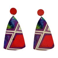 Wholesale Jewelry 1 Pair Bohemian Color Block Wood Drop Earrings sku image 2