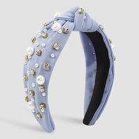 Retro Einfarbig Knoten Tuch Inlay Künstliche Strasssteine Künstliche Perlen Haarband 1 Stück main image 2