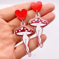 Wholesale Jewelry 1 Pair Cute Lipstick Flamingo Heart Shape Arylic Drop Earrings sku image 2