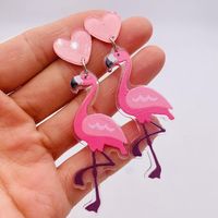Wholesale Jewelry 1 Pair Cute Lipstick Flamingo Heart Shape Arylic Drop Earrings sku image 3