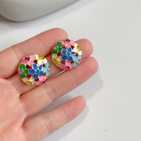 Großhandel Schmuck 1 Paar Retro Runden Stern Blume Legierung Zirkon Ohrstecker main image 4