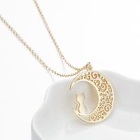201 Stainless Steel 18K Gold Plated Simple Style Plating Moon Flower Necklace main image 2