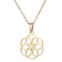 201 Stainless Steel 18K Gold Plated Simple Style Plating Moon Flower Necklace sku image 5