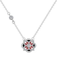 1 Piece Simple Style Infinity Flower Sterling Silver Plating Hollow Out Inlay Pearl Zircon Necklace sku image 7