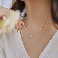 1 Piece Simple Style Infinity Flower Sterling Silver Plating Hollow Out Inlay Pearl Zircon Necklace main image 4