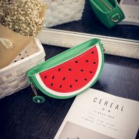 Women's Small Pu Leather Fruit Cute Oval Zipper Shoulder Bag Crossbody Bag Chain Bag sku image 1