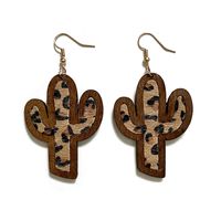 Wholesale Jewelry 1 Pair Streetwear Cactus Leopard Wood Drop Earrings main image 5