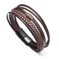 Hip-hop Solid Color Classic Style Solid Color Pu Leather Alloy Men's Wristband Bracelets Bangle main image 2