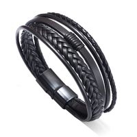 Hip-hop Solid Color Classic Style Solid Color Pu Leather Alloy Men's Wristband Bracelets Bangle sku image 2