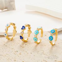 Vintage Style Simple Style Eye Copper Plating Inlay Zircon 14k Gold Plated Open Ring main image 1