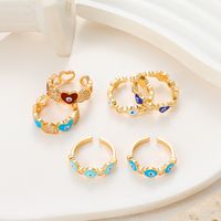 Vintage Style Simple Style Eye Copper Plating Inlay Zircon 14k Gold Plated Open Ring main image 4